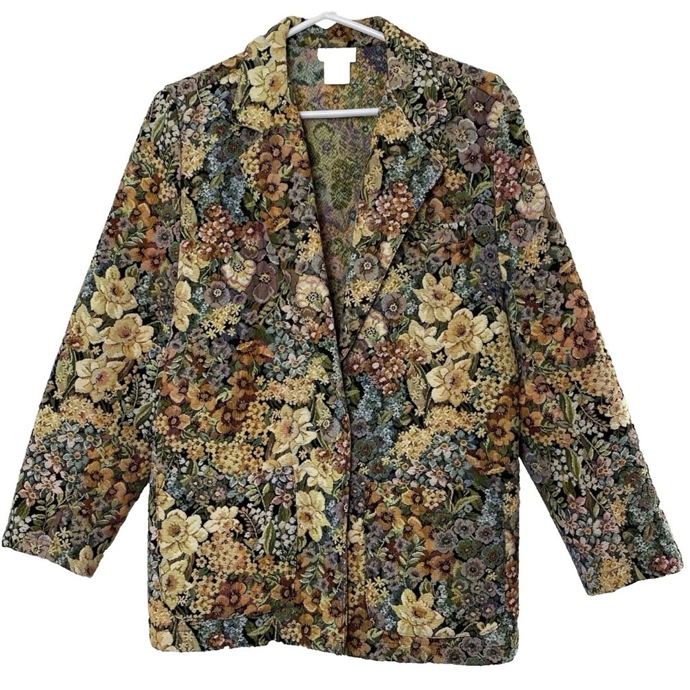 Vintage 80s Glances Tapestry One Button Blazer Jacket - 12